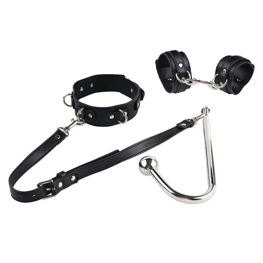 Cuffs Elegant Anal Hook with Collar 5334 and Beaded 0204